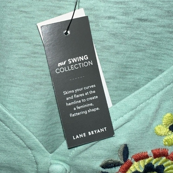 Lane Bryant Swing Flutter Sleeve Embroidered Babydoll Blouse Top Stretch NEW - Picture 8 of 10